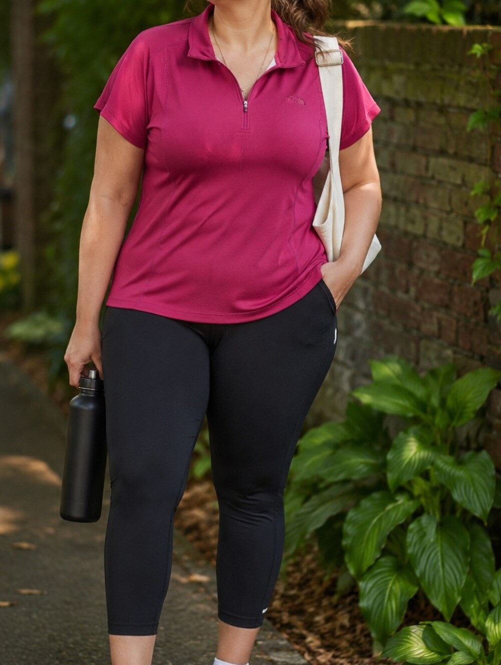 The North Face Raspberry Pink Half-Zip Polo Shirt Activewear Outdoor Performance